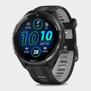 Garmin - Forerunner 265S  Black Bezel and Case with Black/Powder Gray Silicone Band